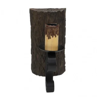 Aplique Rústico 1 Luz Tronco Negro/Marrón | Abrila | 1.612/1