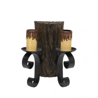 Aplique Rústico Tronco 2 Luces Negro/Marrón | Abrila | 1.612/2