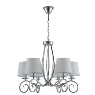 Lámpara Veracruz 6xe14 Cromo Pantalla Blanca | Abrila | 121956020