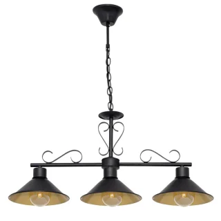 Lámpara Colgante Azalea 3xE27 Negro/Oro | Abrila | 151093016