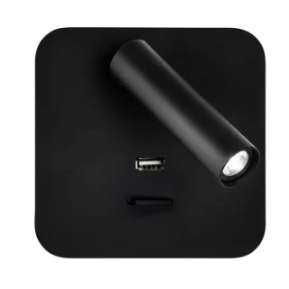 Aplique LED Giotto Cuadrado Negro 3W USB | Abrila | 171561C09