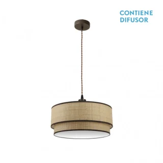 Colgante Roque Natural/Marrón 50cm 2xE27 | Abrila | 172895002