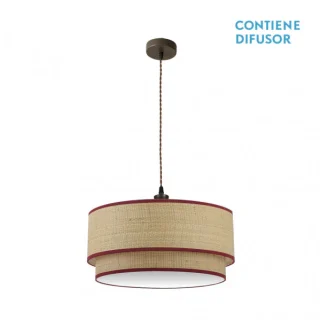 Colgante Roque 3xE27 Natural/Rojo 60cm | Abrila | 172896007