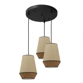 Plafon Campana 3xE27 Saco/Marrón 36x36cm | Abrila | 173983002