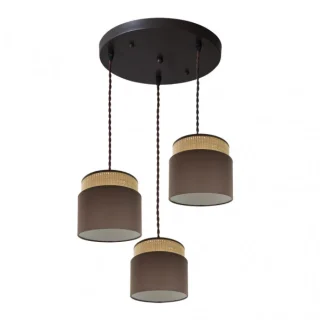 Plafon Kandy 3xE27 Natural/Marrón 39x39 cm | Abrila | 174283002