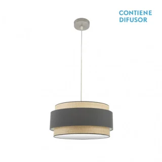 Lámpara Colgante Kandy 2xE27 Natural/Gris 50cm | Abrila | 174295028