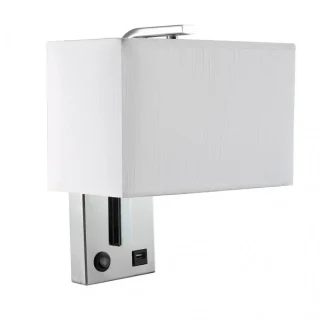 Aplique Agatha Cromo/Blanco 1xE27 USB | Abrila | 174761020