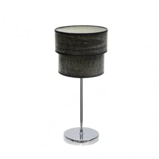 Lámpara Sobremesa Doble Smile Cromo/Madera Negra | Abrila | 175371009