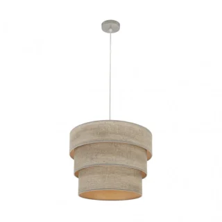 Lámpara Colgante Triple Smile Níquel/Madera Gris 40cm | Abrila | 175394083