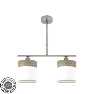 Lámpara Sobremesa Cloe 2xE14 Níquel/Blanco-Madera Gris | Abrila | 175452083