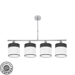 Lámpara Cloe 4xE14 Cromo/Blanco-Madera Negra | Abrila | 175454009