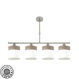 Lámpara Cloe 4xe14 Níquel/Blanco-Madera Gris | Abrila | 175454083