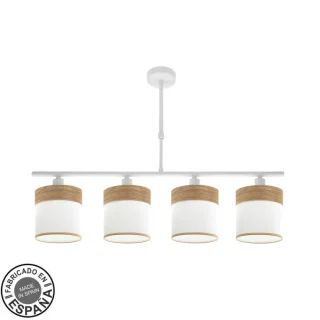 Lámpara Cloe 4xe14 Blanca/Madera Clara | Abrila | 175454085
