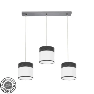 Regleta Cloe 3xe27 Cromo/Blanco-Madera Negra | Abrila | 175493009