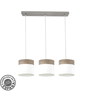 Regleta Cloe 3xE27 Níquel/Blanco-Madera Gris | Abrila | 175493083
