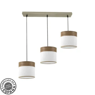 Regleta Cloe 3xE27 Cuero/Blanco-Madera Oscura | Abrila | 175493084