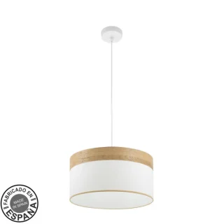 Colgante Cloe 1xE27 Blanco/Madera Clara 40cm | Abrila | 175494085