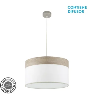 Colgante Cloe 2xE27 Níquel/Blanco-Madera Gris 50cm | Abrila | 175495083