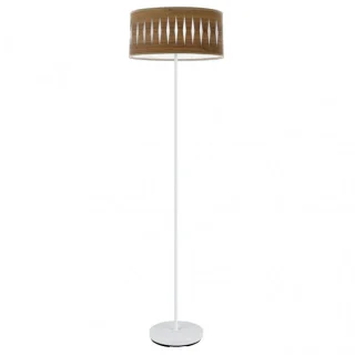 Lámpara de Pie Piron 1xE27 Blanco/Madera Oscura | Abrila | 177241084