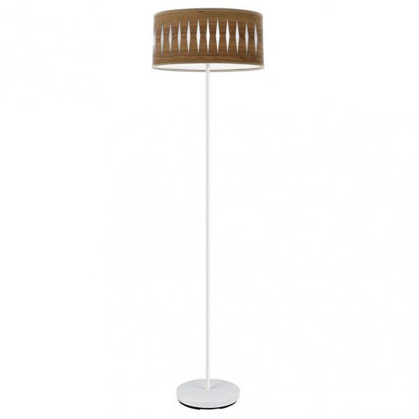 Lámpara de Pie Piron 1xE27 Blanco/Madera Oscura | Abrila | 177241084