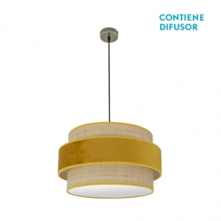 Colgante Reyes Cuero/Natural-Yema 50cm | Abrila | 177495050