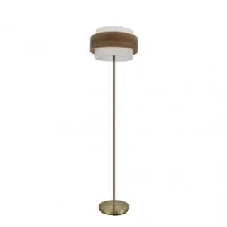 Lámpara de Pie Myriam 1xE27 Cuero/Madera Oscura | Abrila | 177641084