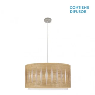 Colgante Alexandra Níquel/Madera Clara 50cm | Abrila | 177895085