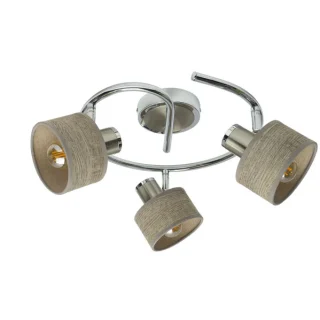 Plafon Nando 3 Focos Orientables Cromo-Níquel/Madera Gris | Abrila | 190453083