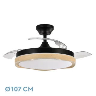 Ventilador DC Blondi Negro/Madera 72W | Abrila | 208791385