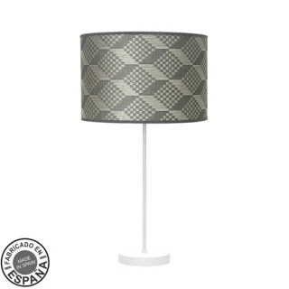 Lámpara Sobremesa Alto Moda Blanco/Tetris Gris | Abrila | 212471111