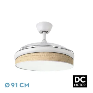 Ventilador Techo DC Moda 72W Blanco/Cañizo Claro | Abrila | 212480601