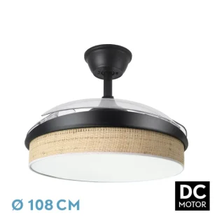 Ventilador DC Moda 72W Negro/Cañizo Claro | Abrila | 212490609