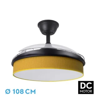 Ventilador DC Moda 72W Negro/Amarillo 108cm | Abrila | 212491009