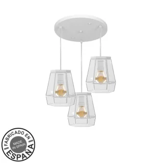 Plafon Guía 3xE27 Blanco 42x42 cm | Abrila | 221093001