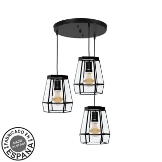 Plafon Guia 3xE27 Negro 42x42 cm | Abrila | 221093009