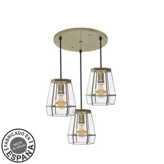 Plafon Guía 3xE27 Cuero 42x42cm | Abrila | 221093014