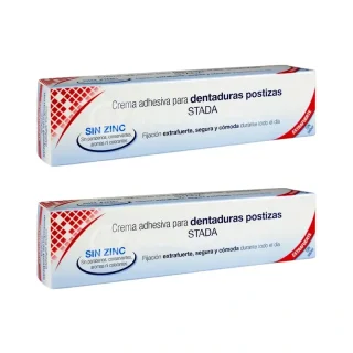 Care+ Crema Adhesiva Dentaduras Sin Zinc, 2 Unidades
