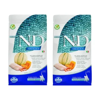 Farmina N&D Cat Kitten Ocean Bacalao Calabaza 1,5Kg, Pienso Para Gatitos, Pack De 2