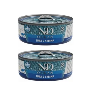 Farmina N&D Cat Ocean Atun Gamba Caja 24X70Gr, Pack De 2