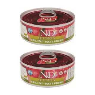 Farmina N&D Cat Quinoa Skin Coat Pato Caja 24X80Gr, Comida Húmeda Para Gatos, Pack De 2