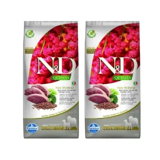 Farmina N&D Dog Quinoa Neutered Pato Medium Maxi 12Kg, Pienso Para Perros, Pack De 2