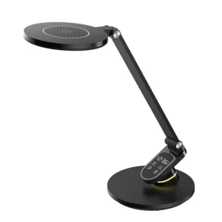 Flexo Hamlet Negro LED 10W: Luz regulable con reloj integrado