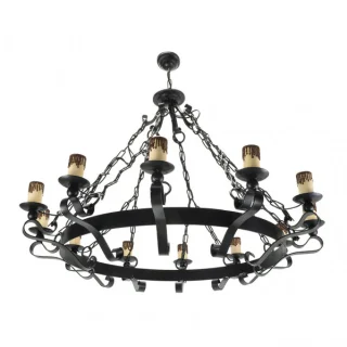 Lámpara Rústica 12xE27 Medieval Negra | Fabrilamp/Abrila | 1.505/12-NEGRO