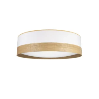Plafón LED Olga 96W: 7488lm, Blanco/Madera Clara - Iluminación Fabrilamp