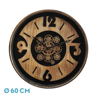 Reloj Pared Almanzora Negro/Haya/Oro: Elegancia y diseño clásico Fabrilamp