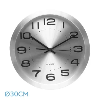 Reloj Pared Cronus Aluminio-Plata 30cm: Elegancia y Precisión