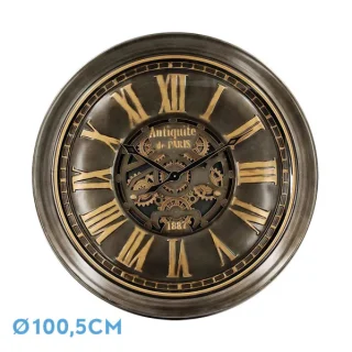Reloj Pared Genova Oro/Cuero: Elegancia Vintage para tu Hogar
