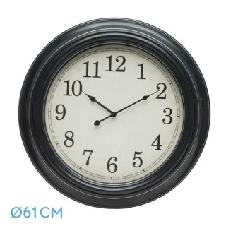 Reloj Pared Iniko Negro/Plata 61cm: Diseño Retro Elegante