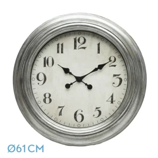 Reloj Pared Iniko Plata 61cm: Diseño Retro Elegante | Fabrilamp