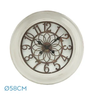 Reloj Pared Kumico Blanco 58cm: Diseño Retro Industrial - Fabrilamp